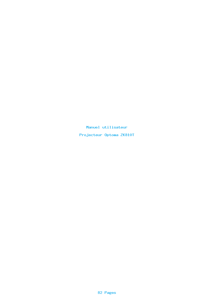 Page 1 de la notice Manuel utilisateur Optoma ZK810T