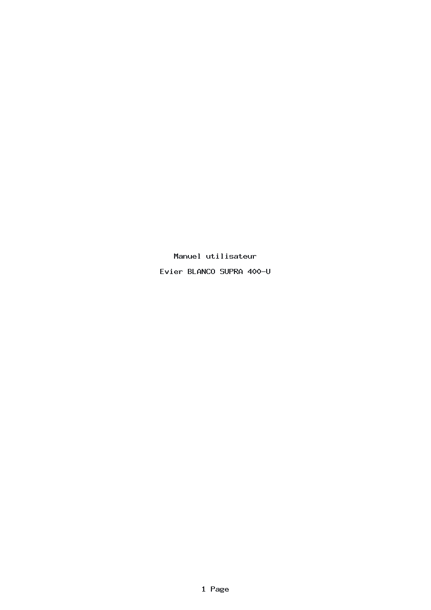 Page 1 de la notice Manuel utilisateur BLANCO SUPRA 400-U