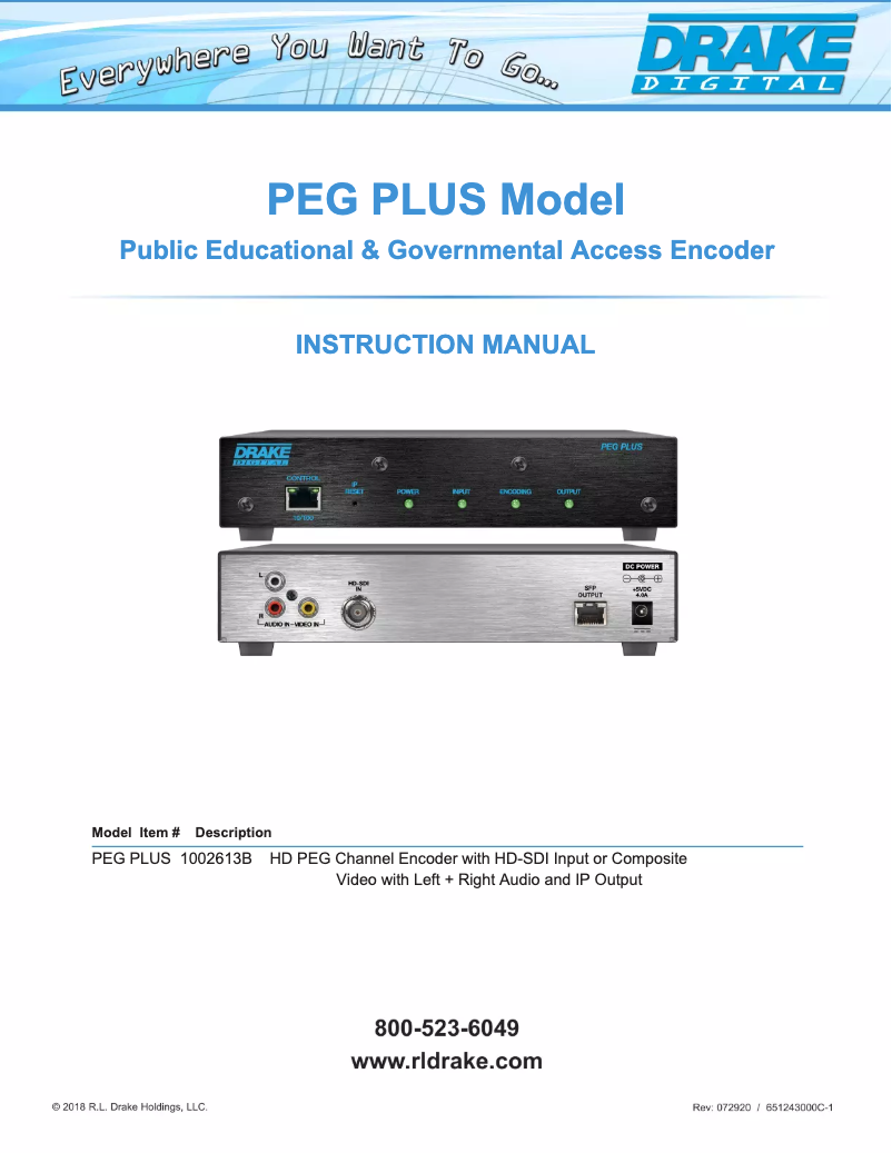 Página 1 del manual Manual de usuario Drake PEG PLUS