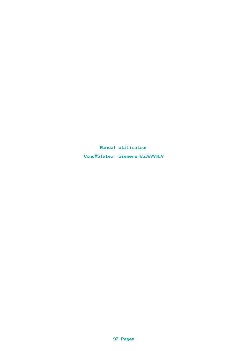 Page 1 de la notice Manuel utilisateur Siemens GS36VVWEV