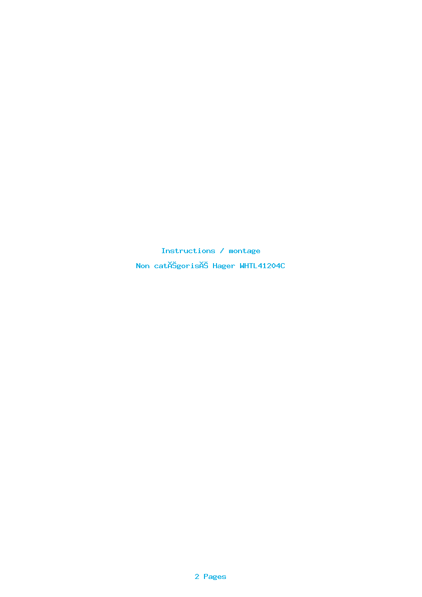 Page 1 de la notice Instructions / montage Hager WHTL41204C
