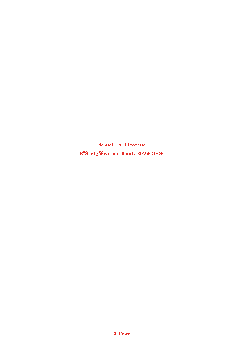 Page 1 de la notice Manuel utilisateur Bosch KDN56XIE0N