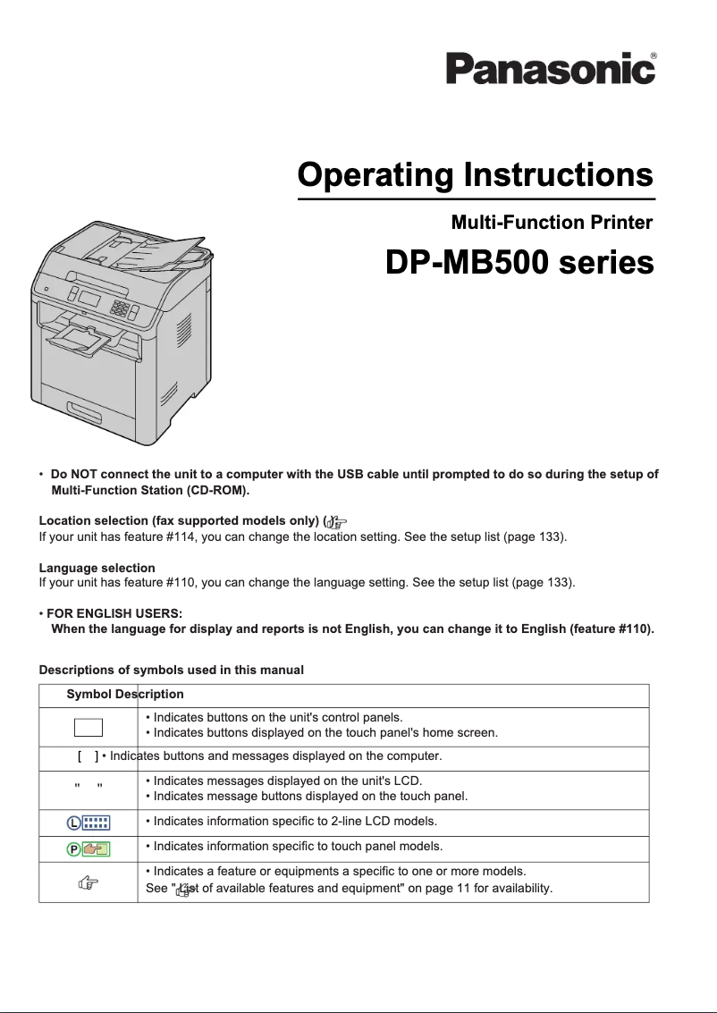Página 1 del manual Manual de usuario Panasonic DP-MB536