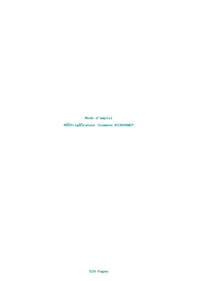 Page 1 de la notice Mode d'emploi Siemens KG36V6WEP