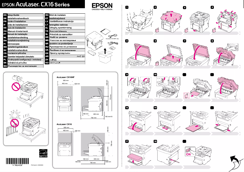 Página 1 del manual Guía de instalación Epson AcuLaser CX16NF