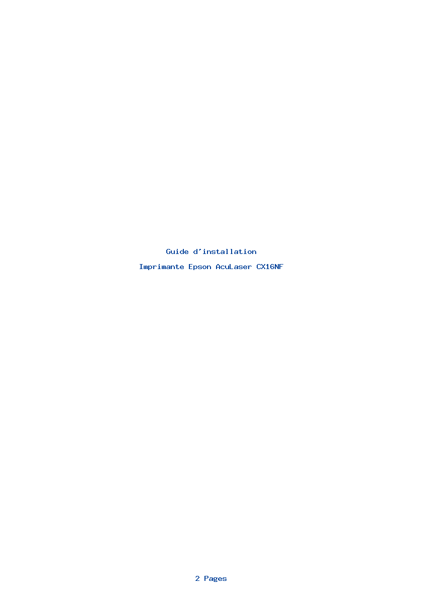 Page 1 de la notice Guide d'installation Epson AcuLaser CX16NF