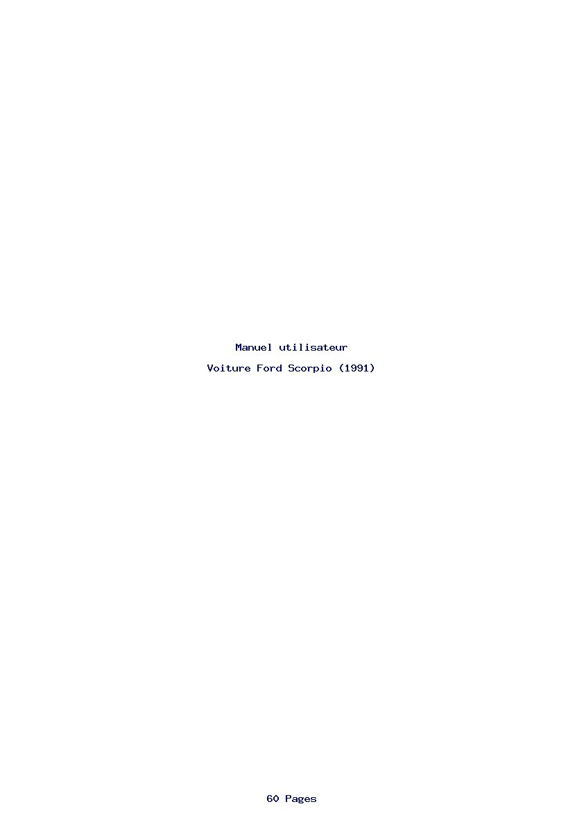 Page 1 de la notice Manuel utilisateur Ford Scorpio (1991)