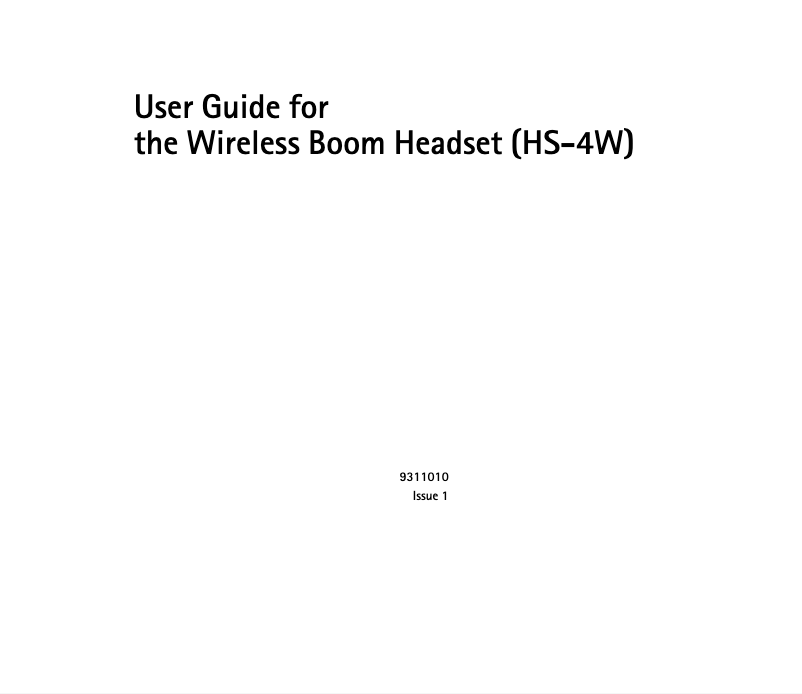 Page 1 de la notice Manuel utilisateur Nokia HS-4W