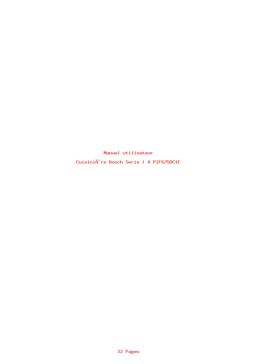 Page 1 de la notice Manuel utilisateur Bosch Serie | 8 PIF675DC1E