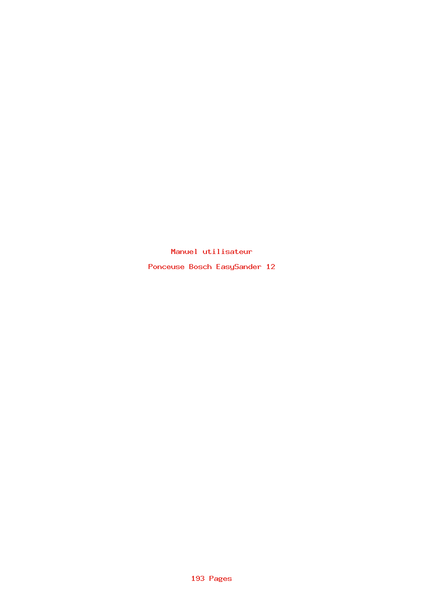 Page 1 de la notice Manuel utilisateur Bosch EasySander 12