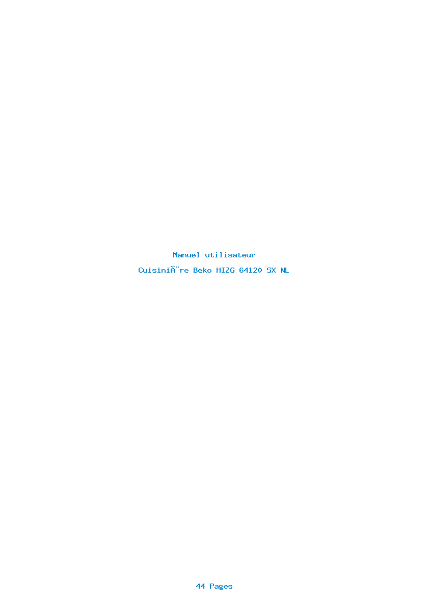 Page 1 de la notice Manuel utilisateur Beko HIZG 64120 SX NL