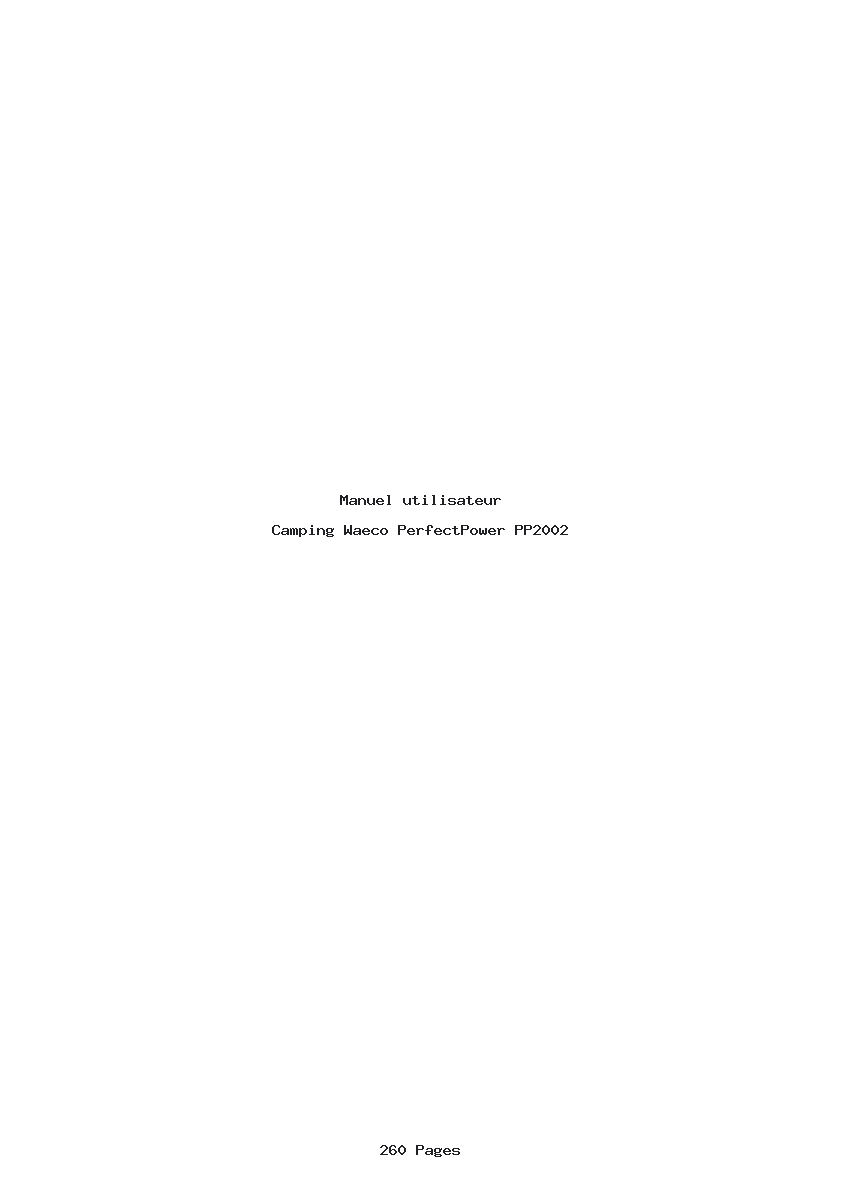 Page 1 de la notice Manuel utilisateur Waeco PerfectPower PP2002