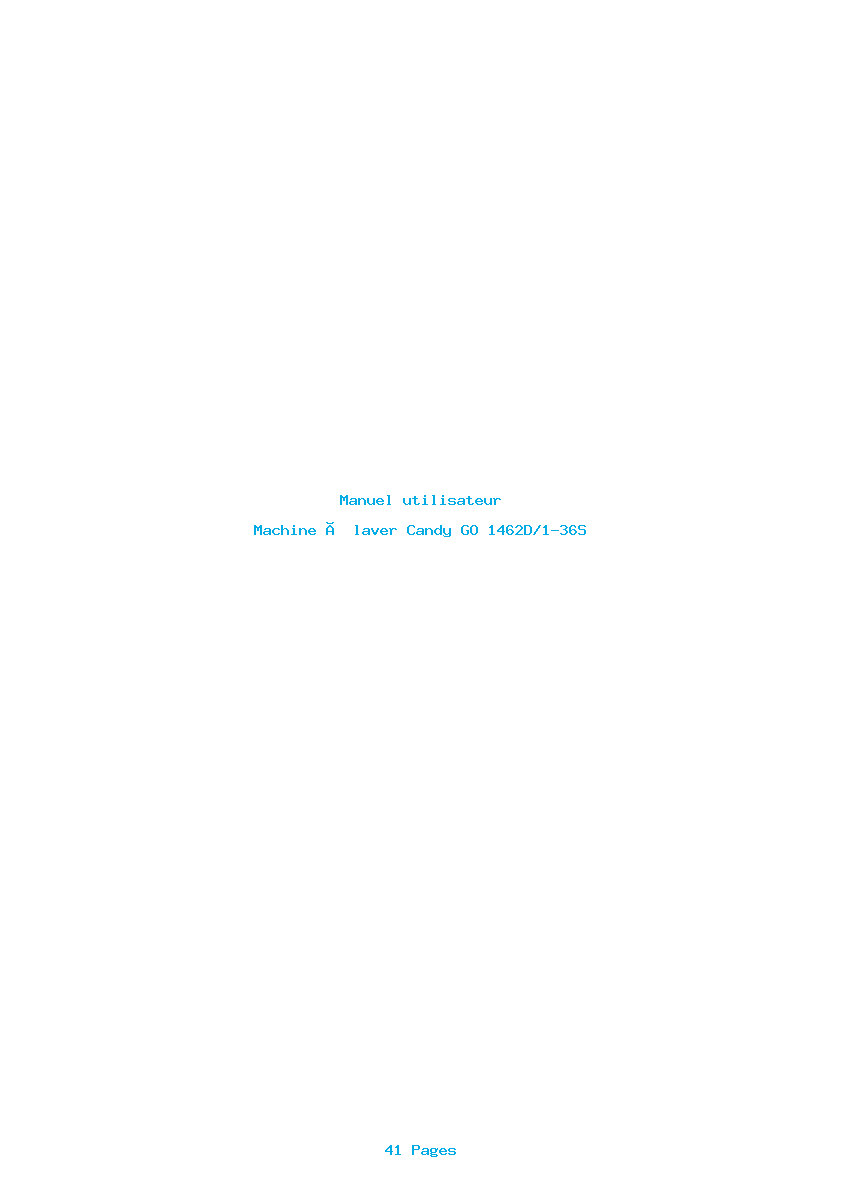 Page 1 de la notice Manuel utilisateur Candy GO 1462D/1-36S