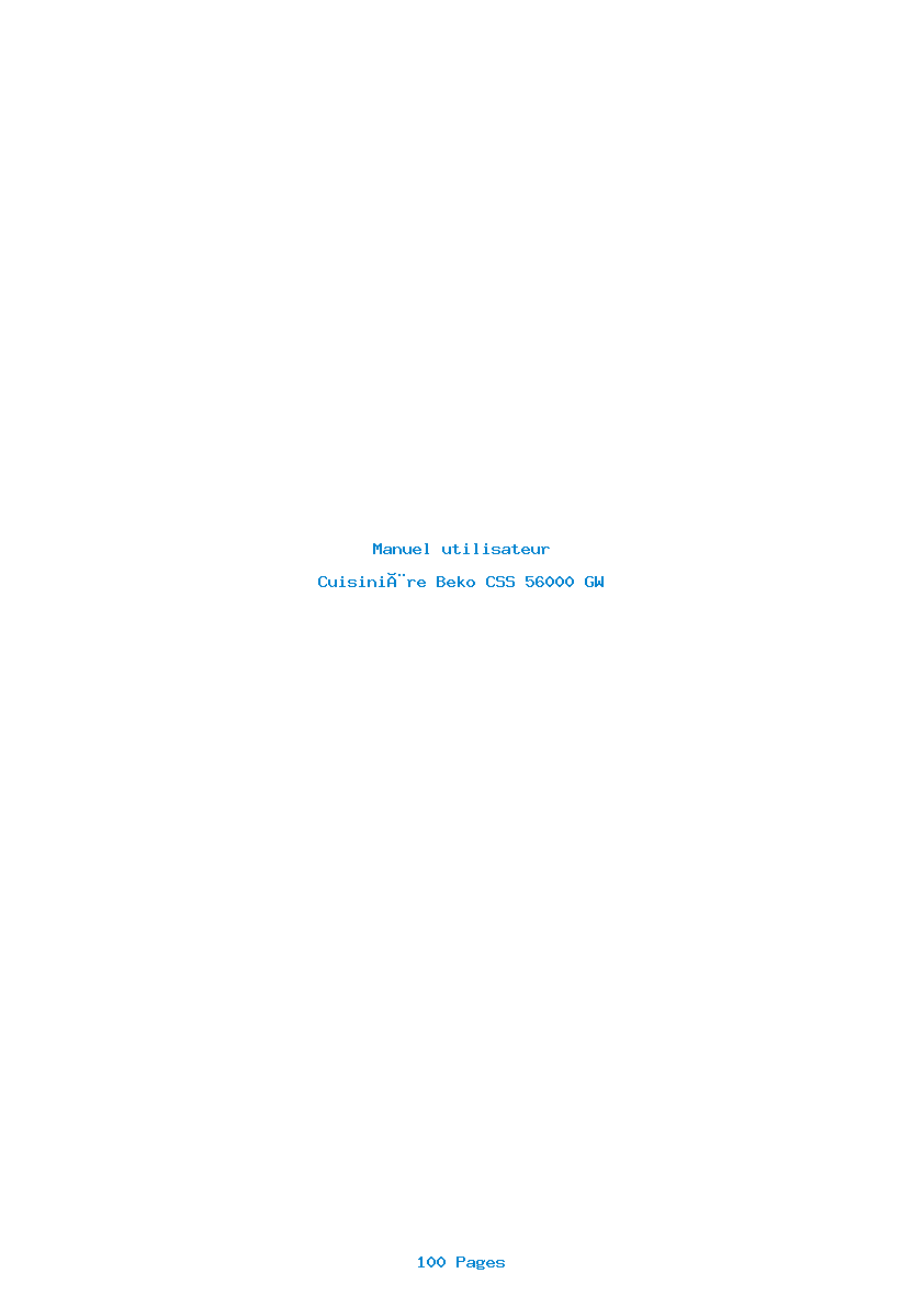 Page 1 de la notice Manuel utilisateur Beko CSS 56000 GW