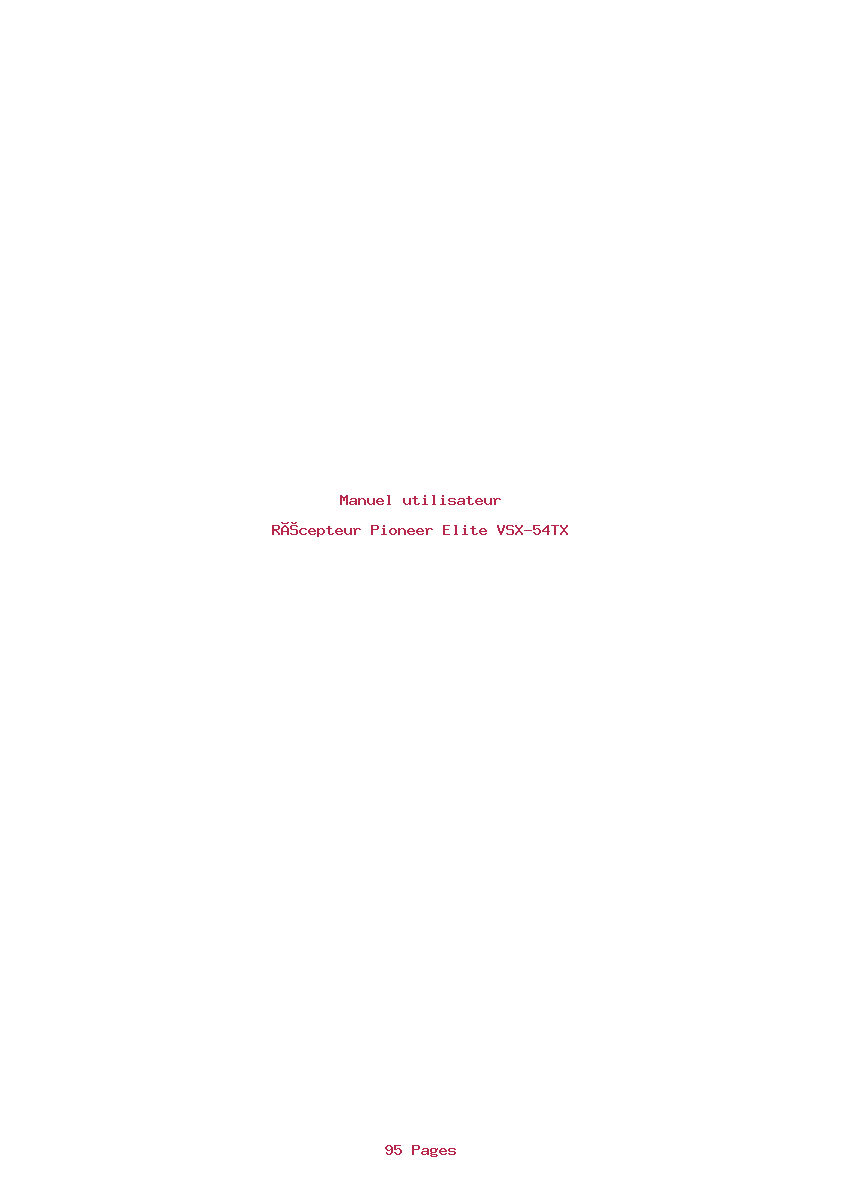 Page 1 de la notice Manuel utilisateur Pioneer Elite VSX-54TX