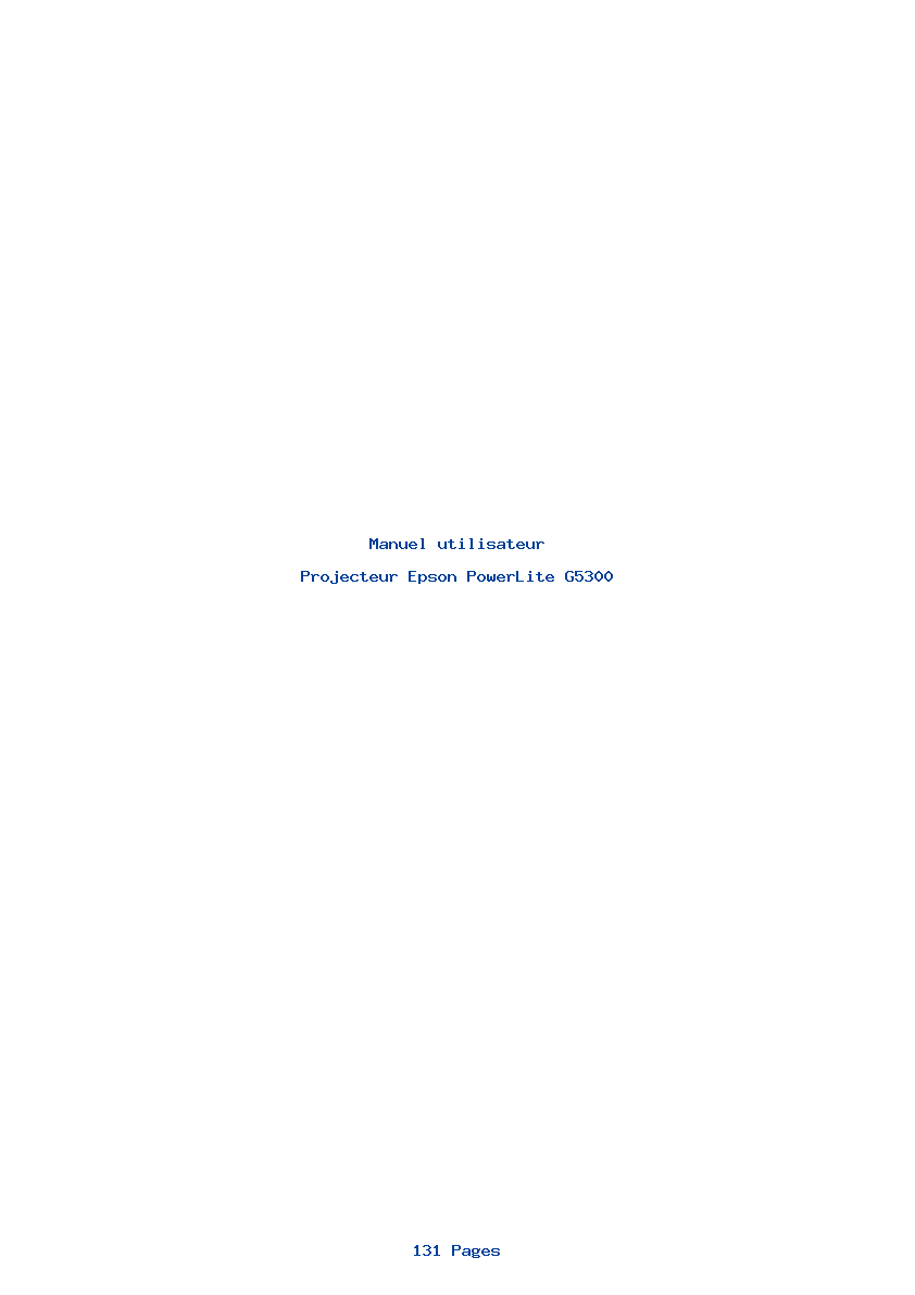 Page 1 de la notice Manuel utilisateur Epson PowerLite G5300