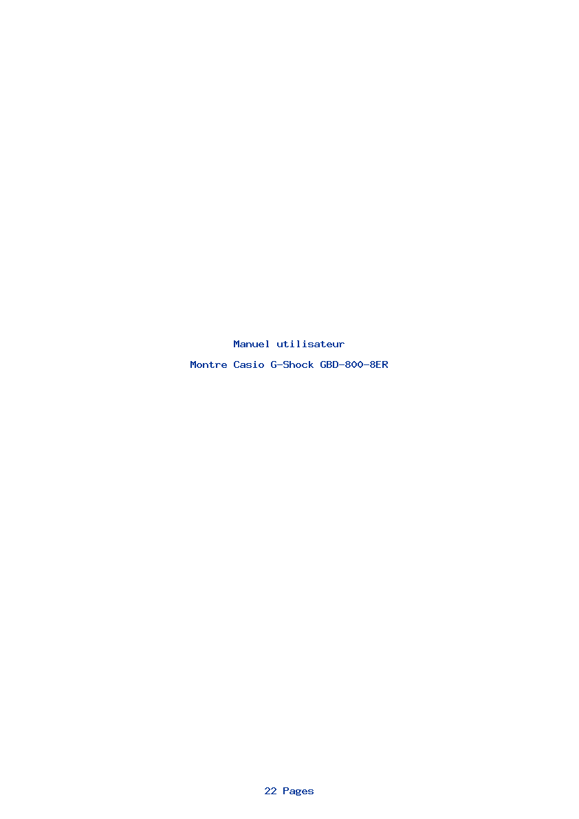 Page 1 de la notice Manuel utilisateur Casio G-Shock GBD-800-8ER