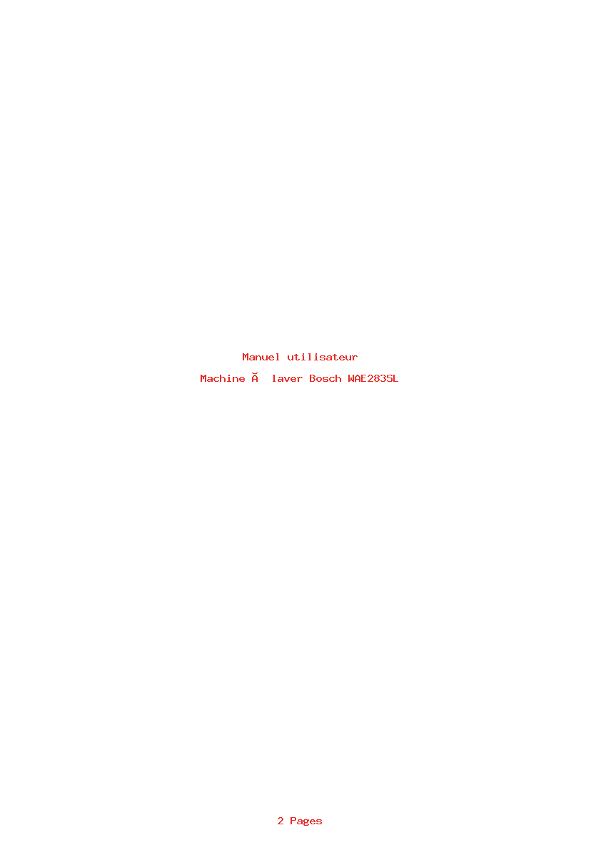 Page 1 de la notice Manuel utilisateur Bosch WAE283SL