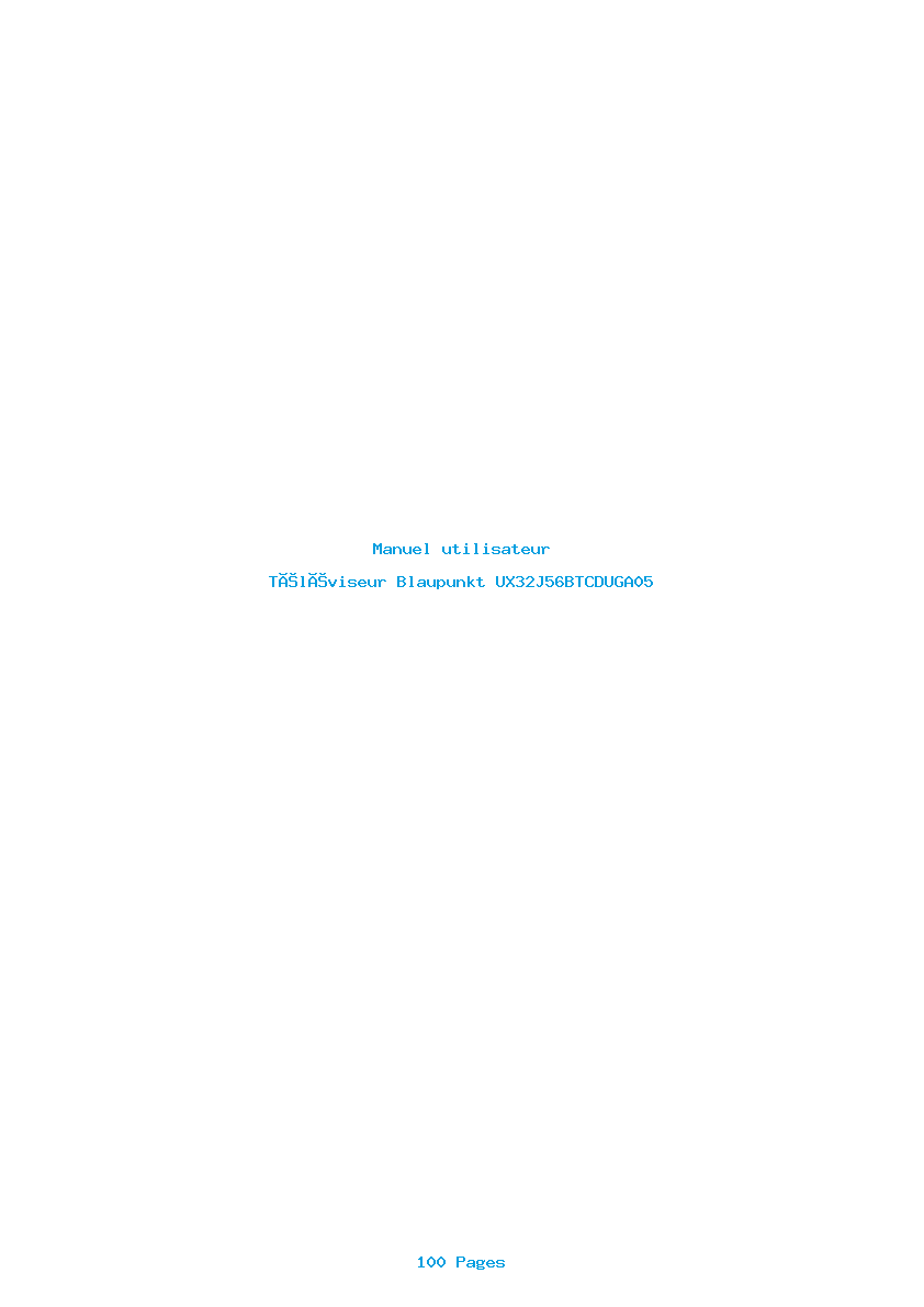 Page 1 de la notice Manuel utilisateur Blaupunkt UX32J56BTCDUGA05