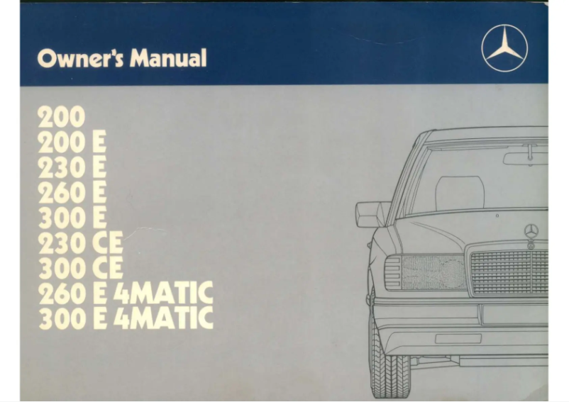 Page 1 of the manual User Manual Mercedes-Benz 300 CE (1988)