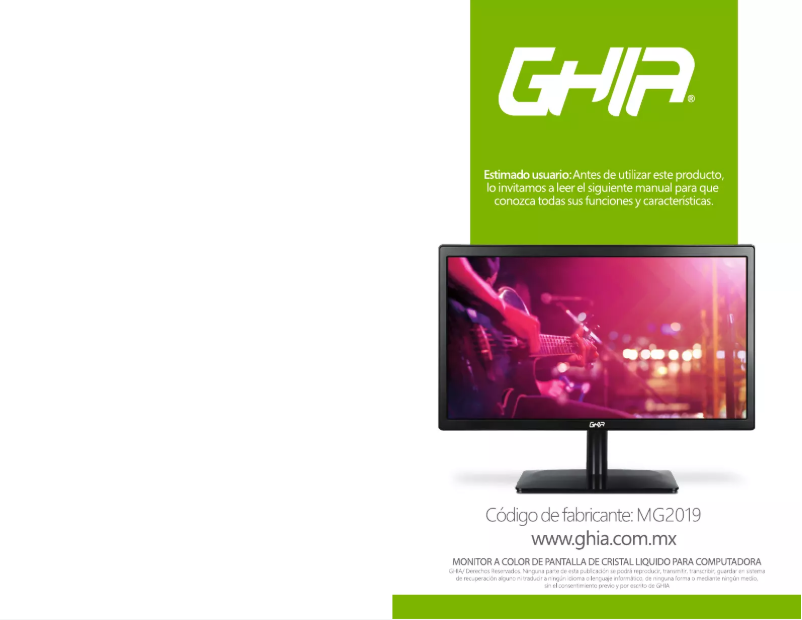 Page 1 de la notice Manuel utilisateur Ghia MG2019