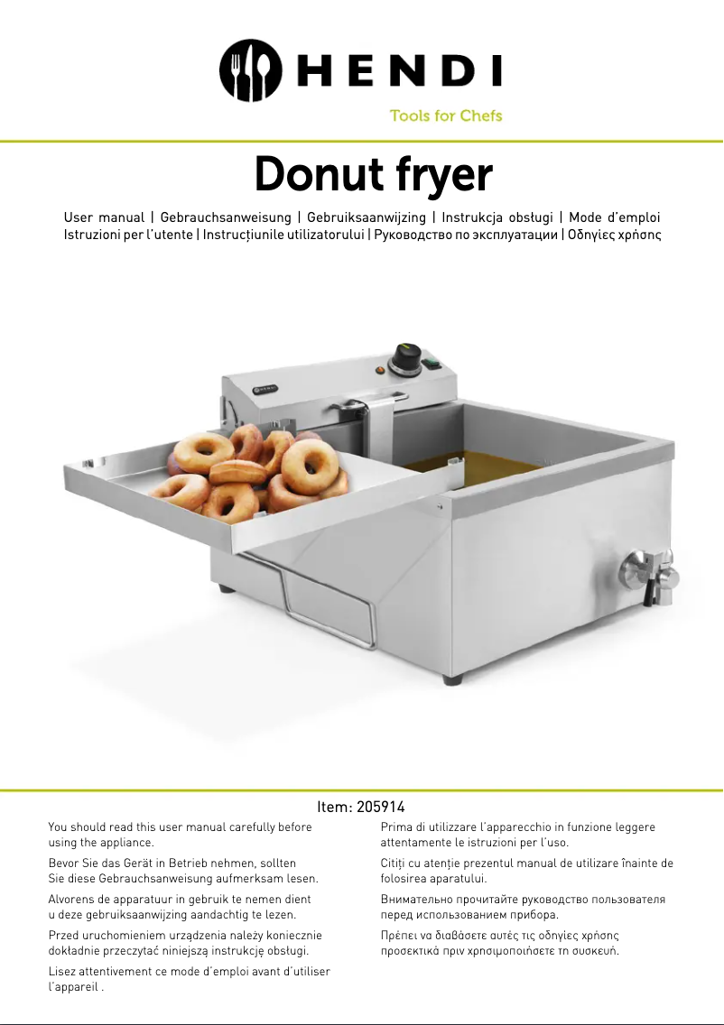 Page 1 de la notice Manuel utilisateur Hendi Electric Donut Fryer 205914