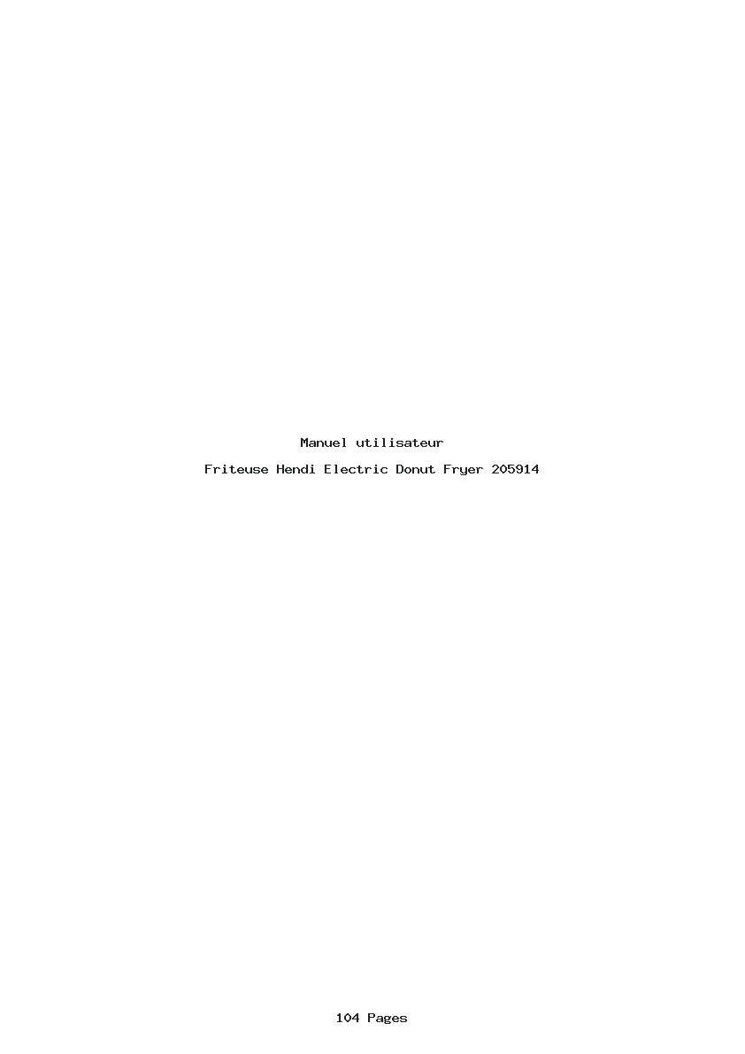 Page 1 de la notice Manuel utilisateur Hendi Electric Donut Fryer 205914