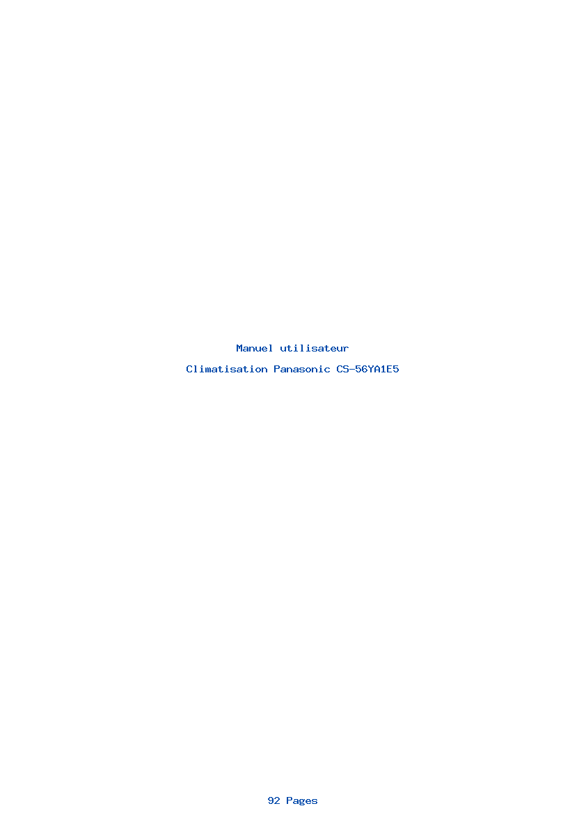 Page 1 de la notice Manuel utilisateur Panasonic CS-56YA1E5