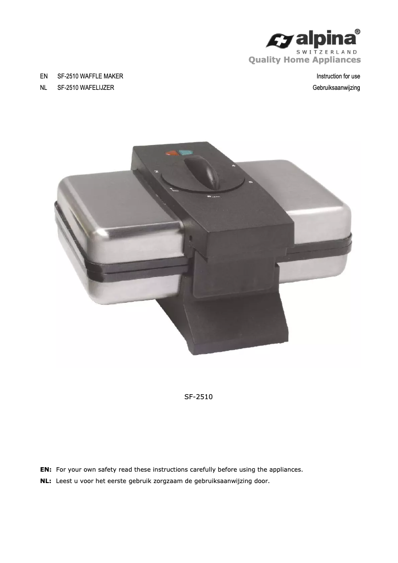 Page 1 de la notice Manuel utilisateur Alpina SF-2510