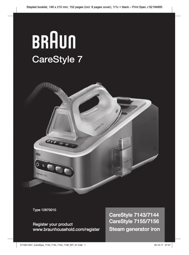 Page 1 de la notice Manuel utilisateur Braun CareStyle 7
