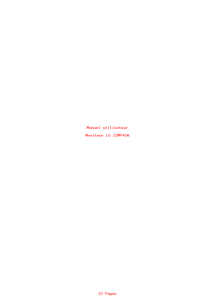 Page 1 de la notice Manuel utilisateur LG 22MP41W