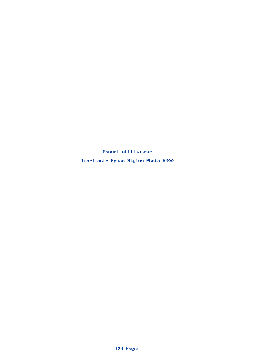 Page 1 de la notice Manuel utilisateur Epson Stylus Photo R300
