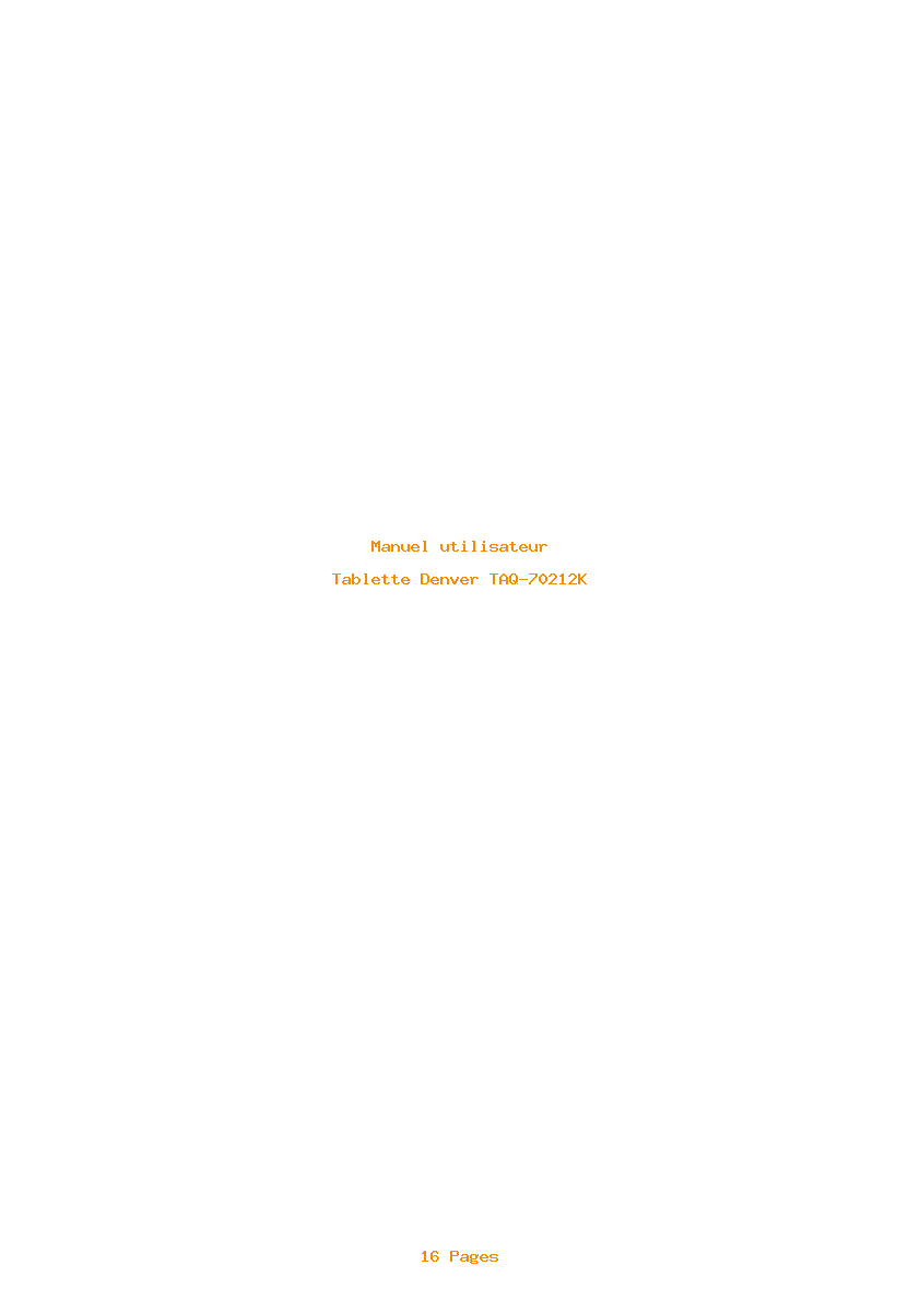 Page 1 de la notice Manuel utilisateur Denver TAQ-70212K