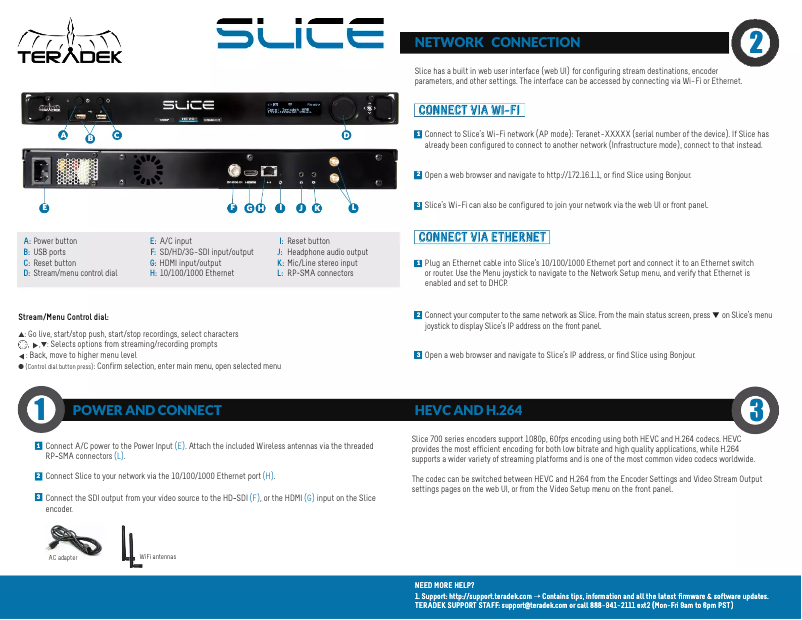 Page 1 de la notice Manuel utilisateur Teradek Slice 676