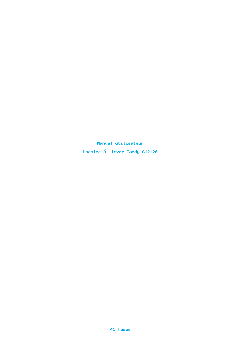 Page 1 de la notice Manuel utilisateur Candy CM2126