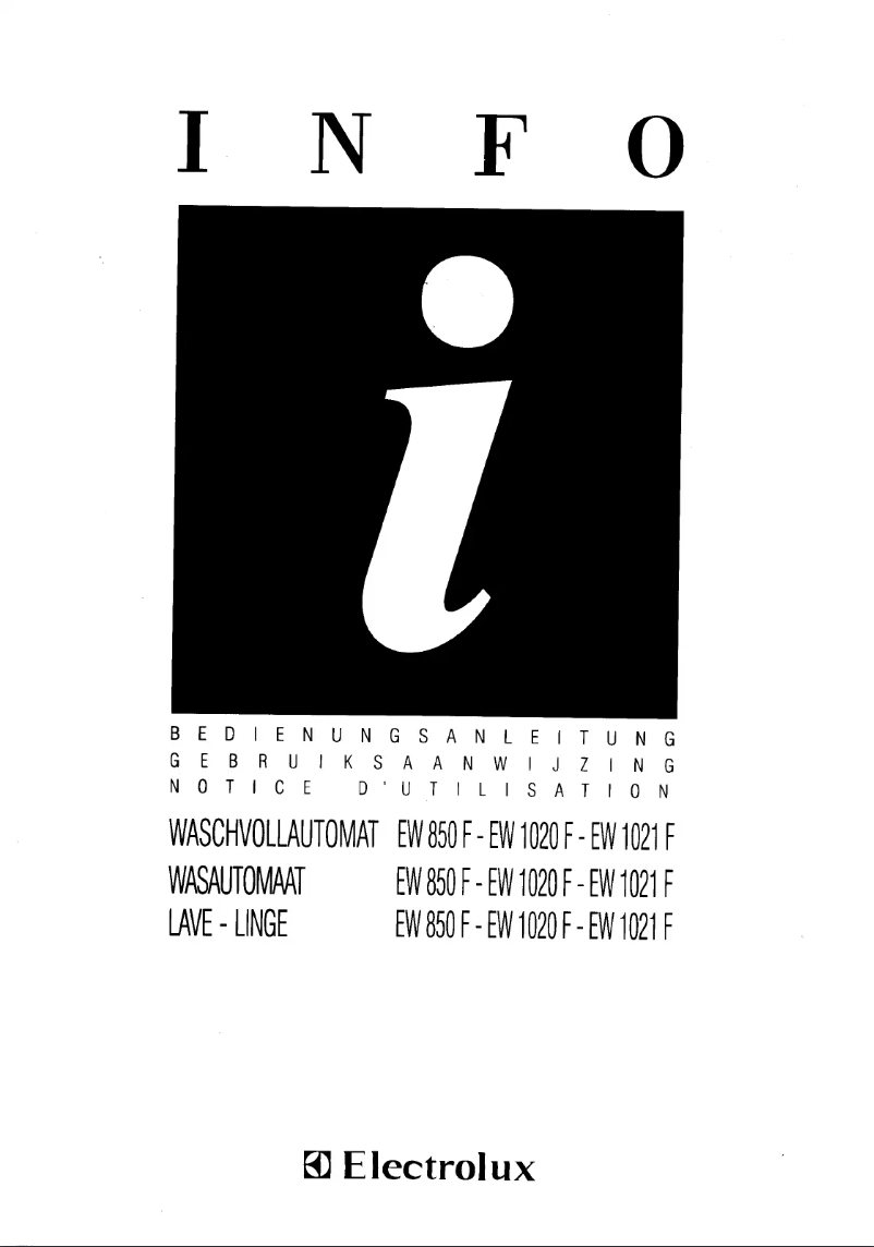 Page 1 de la notice Manuel utilisateur Electrolux EW1020F