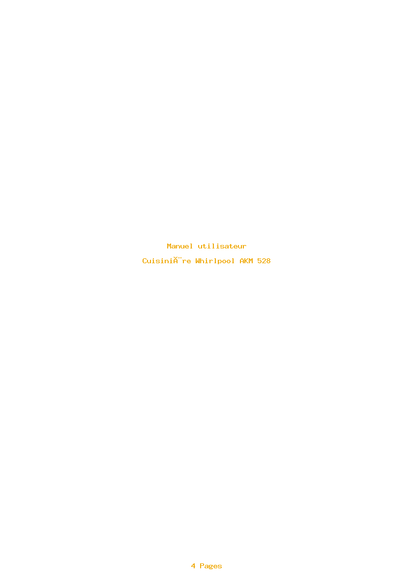 Page 1 de la notice Manuel utilisateur Whirlpool AKM 528