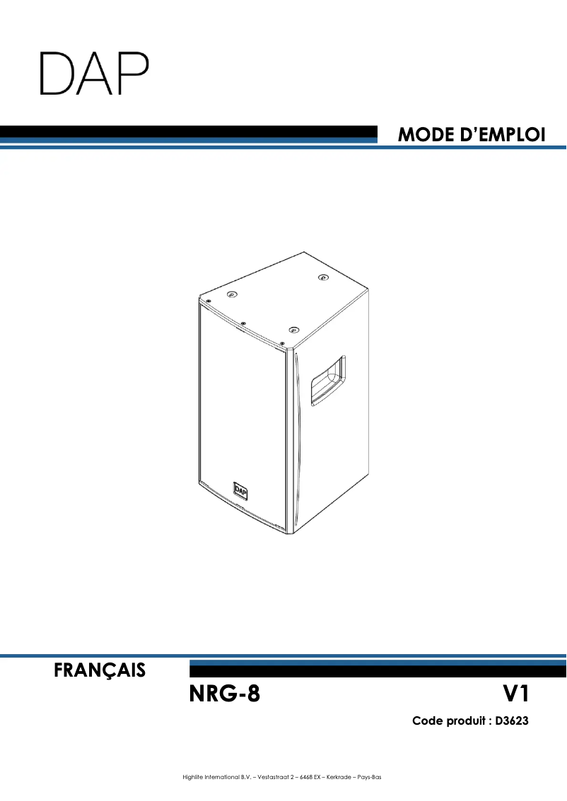 Page 1 de la notice Manuel utilisateur DAP-Audio NRG-8