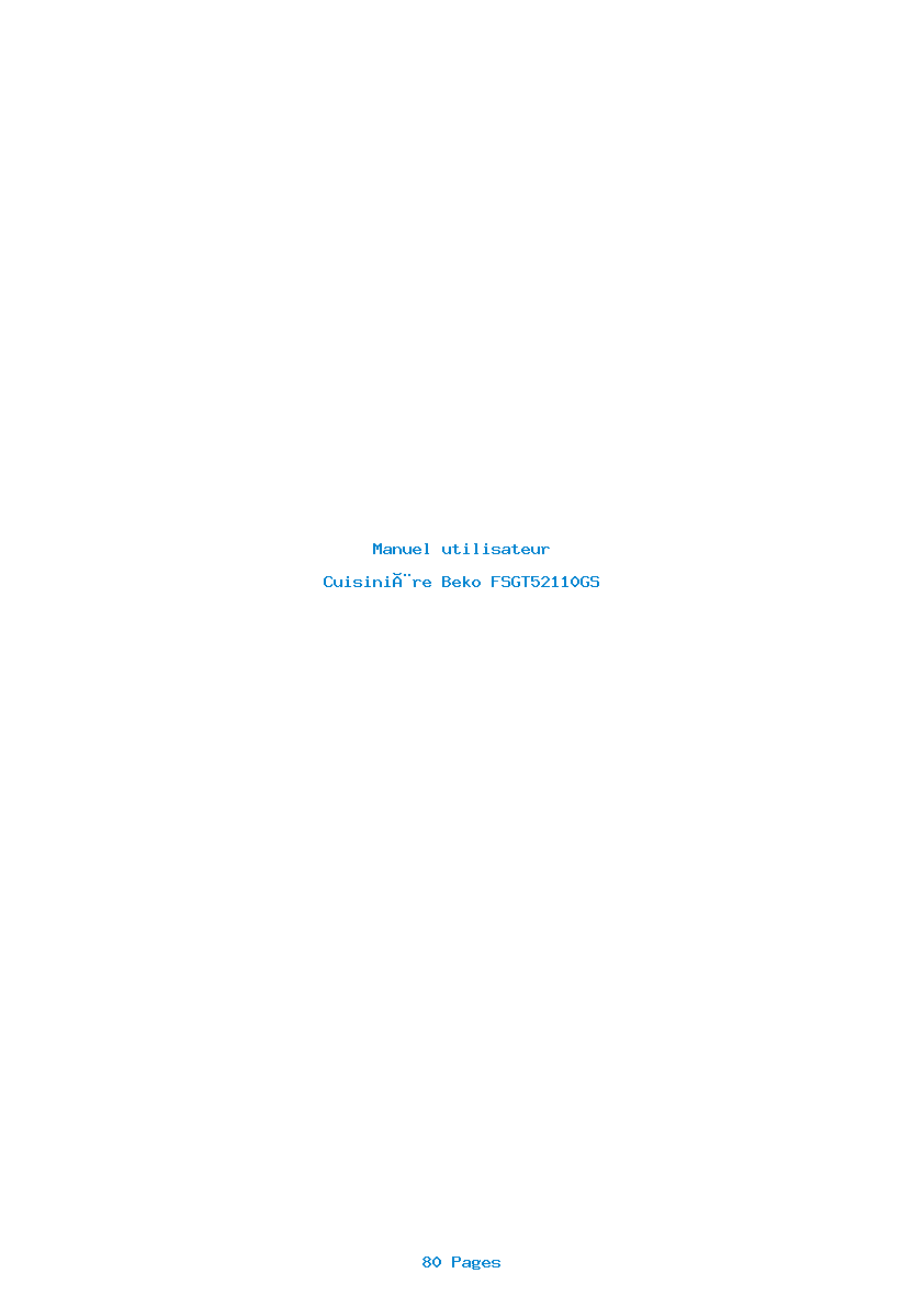Page 1 de la notice Manuel utilisateur Beko FSGT52110GS