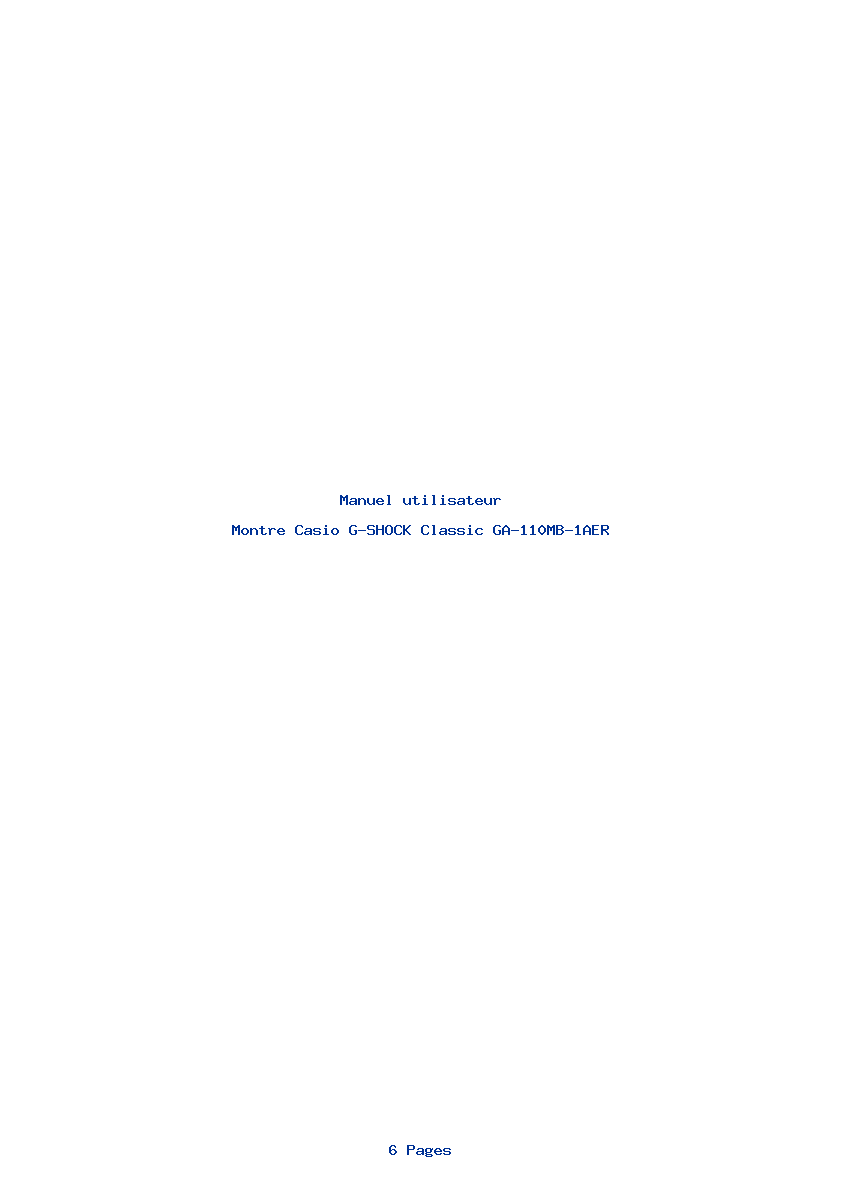 Page 1 de la notice Manuel utilisateur Casio G-SHOCK Classic GA-110MB-1AER