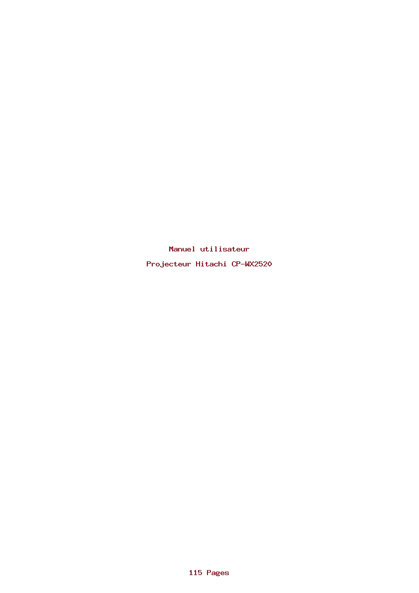 Page 1 de la notice Manuel utilisateur Hitachi CP-WX2520