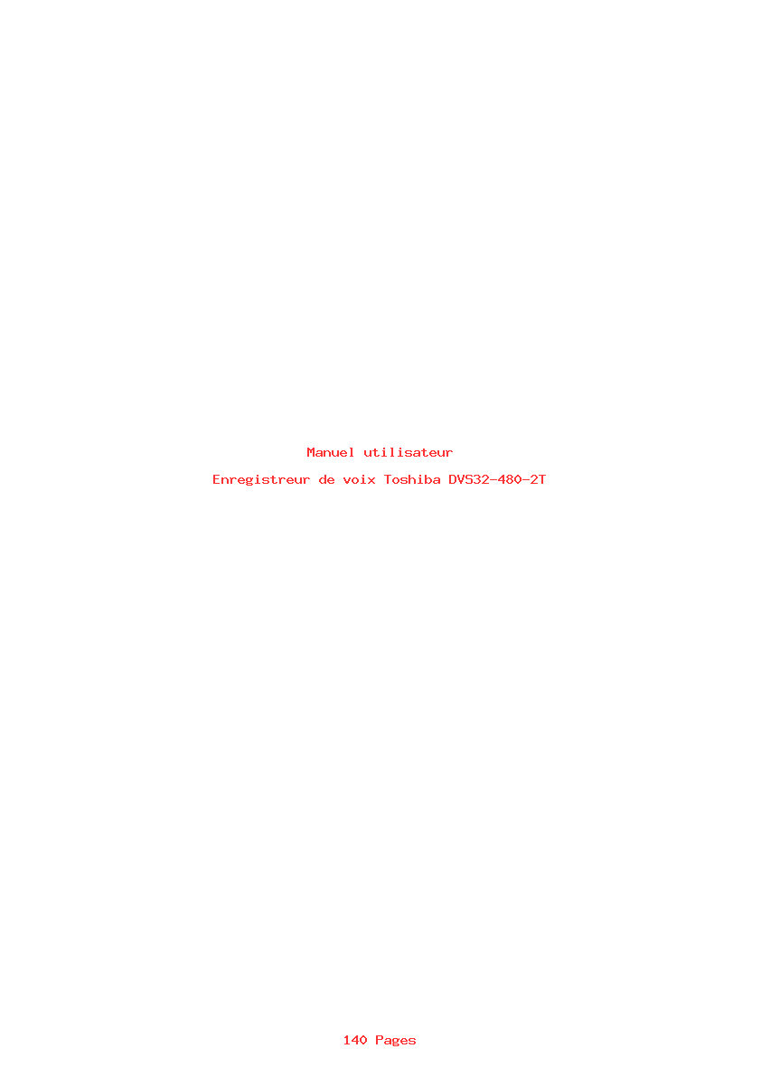 Page 1 de la notice Manuel utilisateur Toshiba DVS32-480-2T