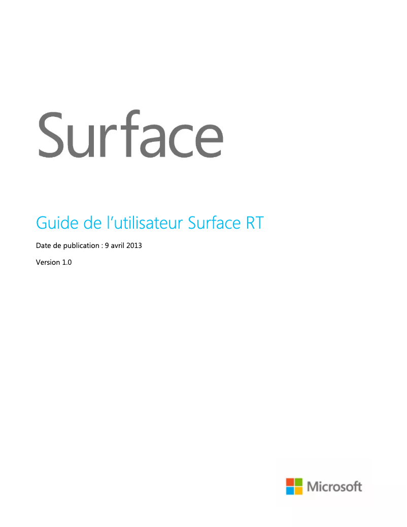Page 1 of the manual User Manual Microsoft Surface RT