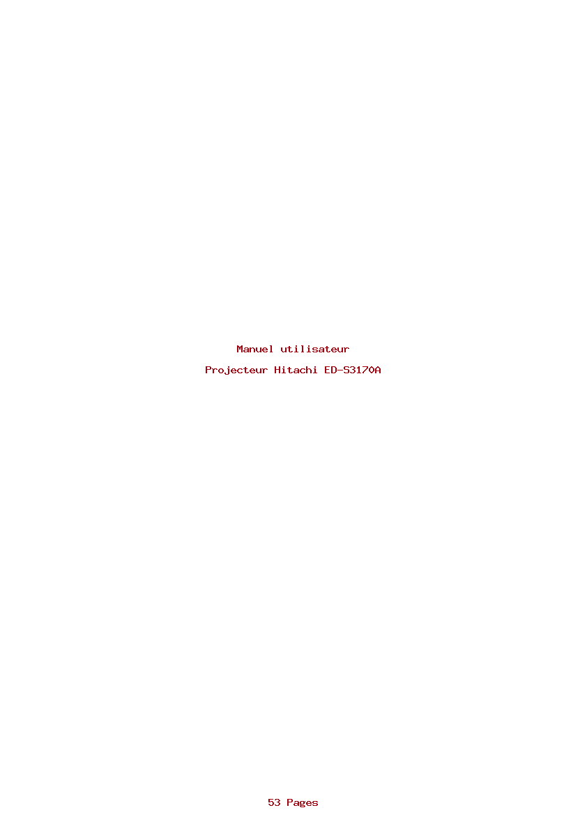Page 1 de la notice Manuel utilisateur Hitachi ED-S3170A