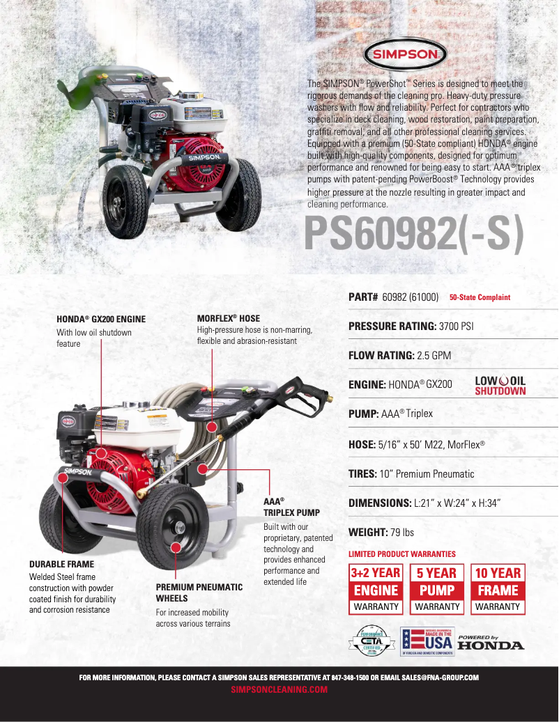 Página 1 del manual Ficha técnica Simpson PowerShot PS-60982-S