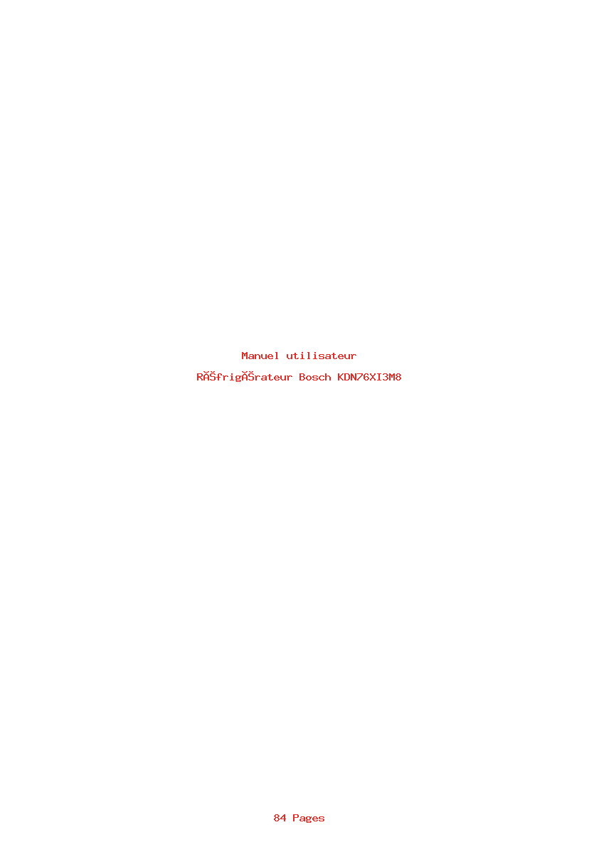 Page 1 de la notice Manuel utilisateur Bosch KDN76XI3M8