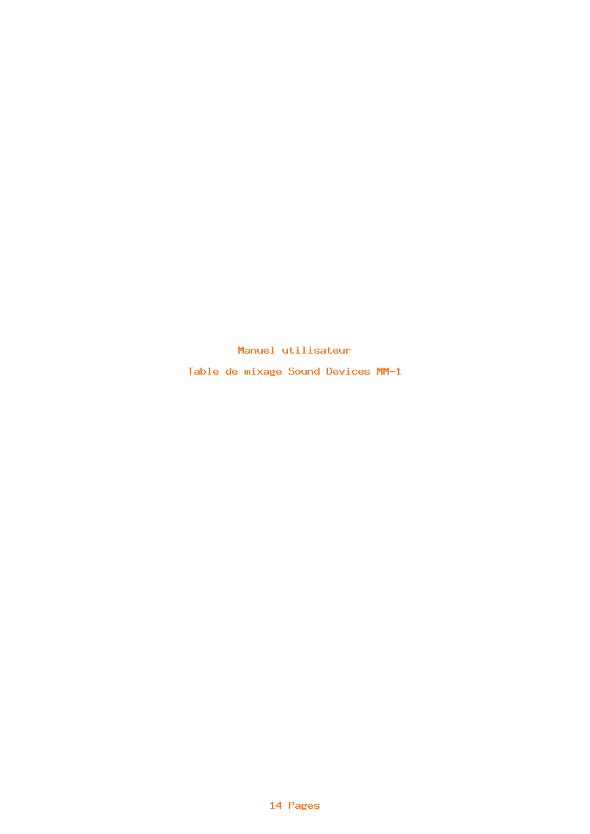 Page 1 de la notice Manuel utilisateur Sound Devices MM-1