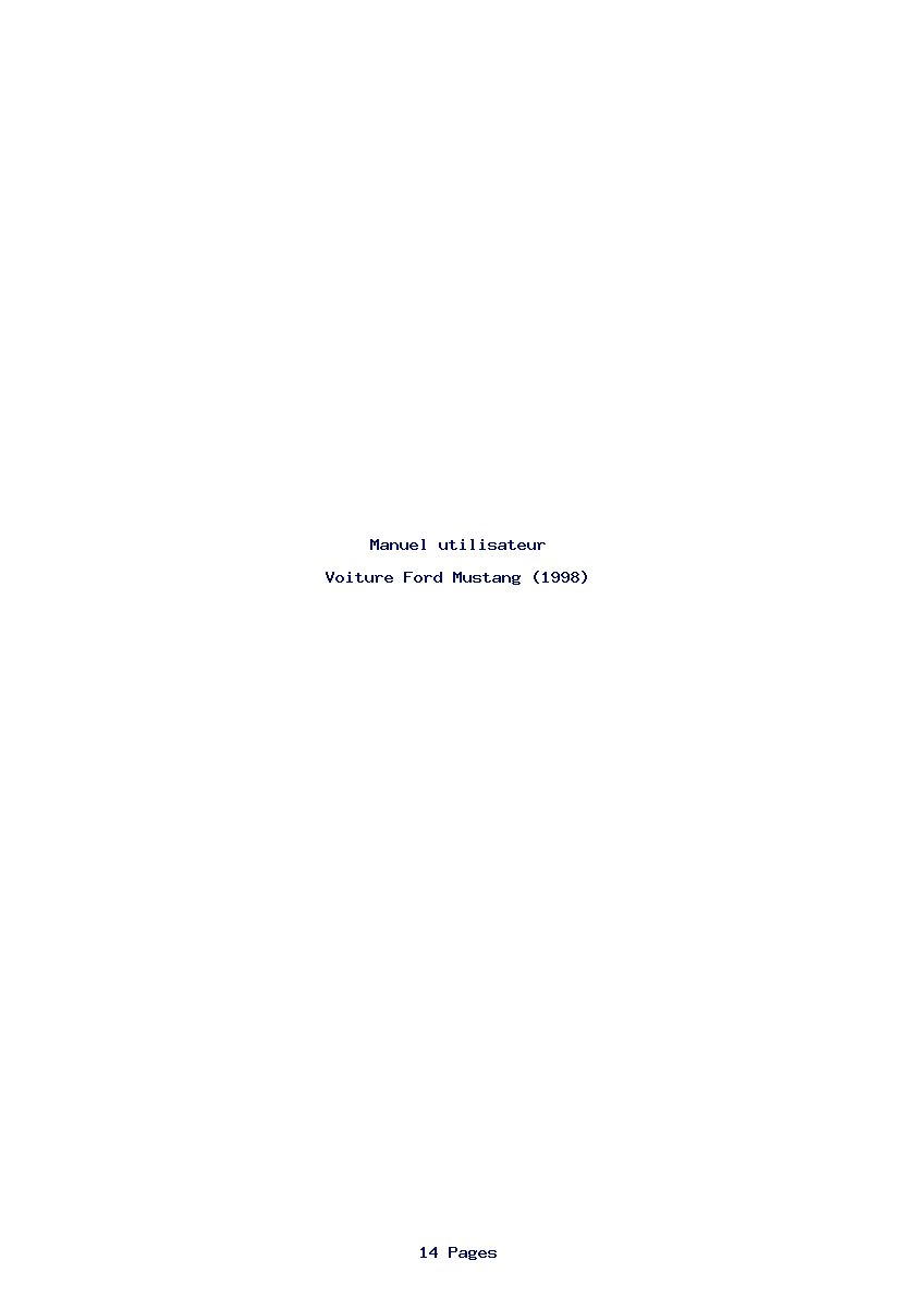 Page 1 de la notice Manuel utilisateur Ford Mustang (1998)