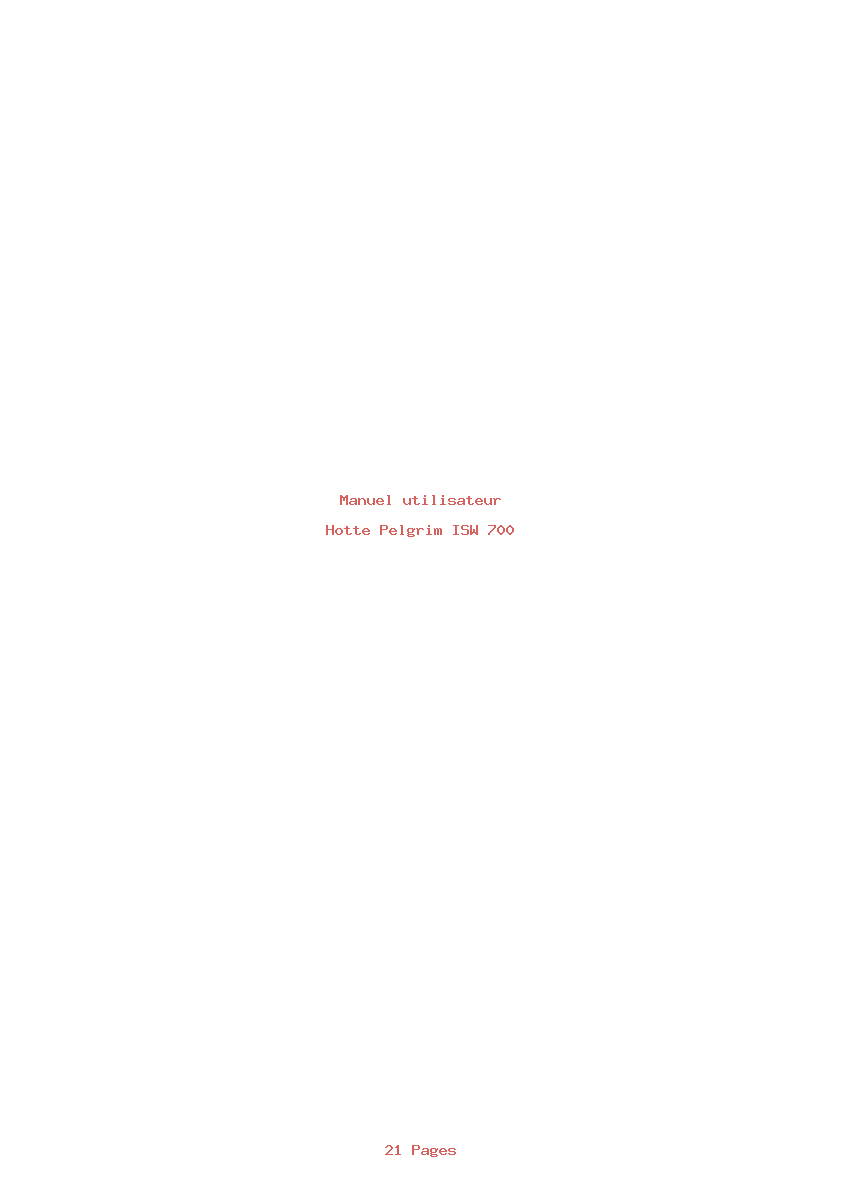 Page 1 de la notice Manuel utilisateur Pelgrim ISW 700