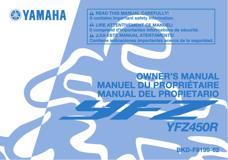 Page 1 de la notice Manuel utilisateur Yamaha YFZ450R (2023)